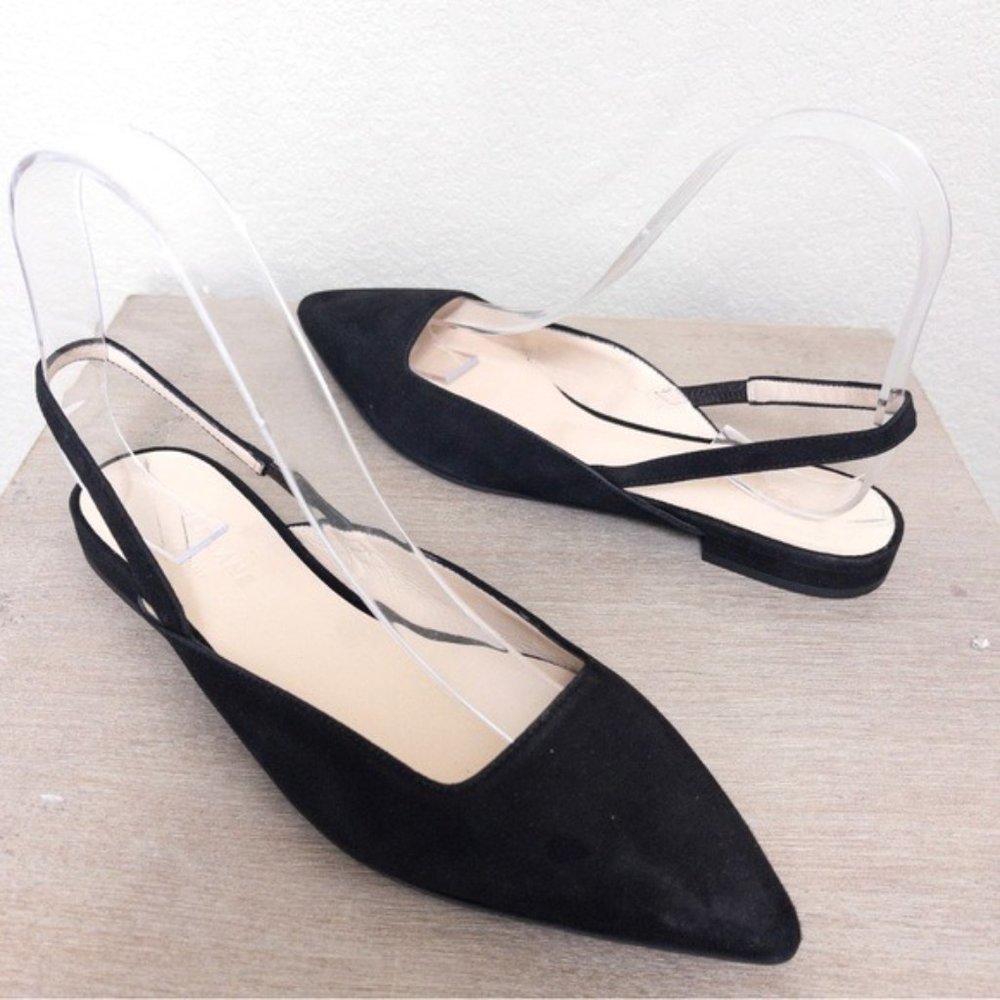 COPY - NWT Everlane The Editor Slingback 5 Black Italian Suede Leather Pointed … - Picture 5 of 12